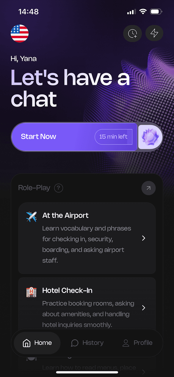 SENTHORA voice tutoring app screen built by Dallas App Devs